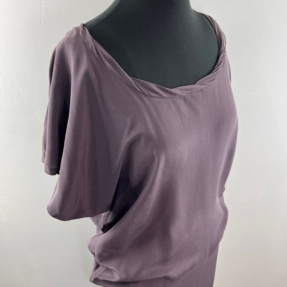 Anthropologie Left of Center Purple Bodycon Dress Boat Neck Short Sleeve M - Picture 6 of 8